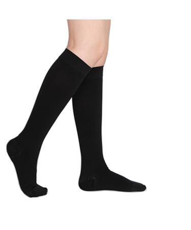 Compression stockings solid support 23-32 mmHg medium hose gradient compression socks with silicone band opaque best for the treatment of swelling in varicose veins black black covered toe XL