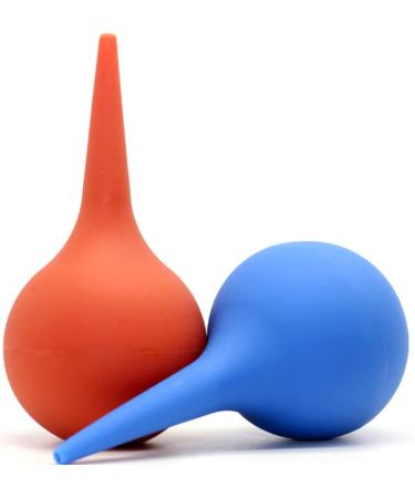 2 Pack Ear Bulb Syringe 60ml/2oz Soft Rubber Hand Ear Washing Squeeze Bulb for Kids Adults Pet Blue Orange 60ML/2OZ 2.0