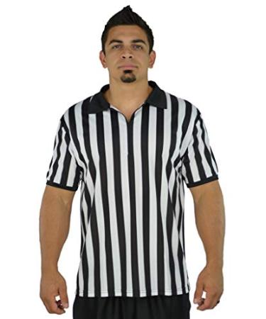 Mato & Hash Mens Referee Shirts/Umpire Jersey with Collar for Officiating and Costumes 4X-Large Black/White