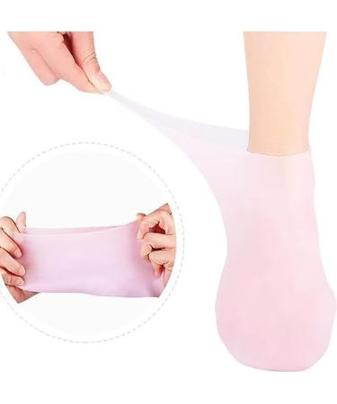Moisturizing Foot Mask & Exfoliating Silicone Socks | Anti-Slip Gel Socks for Dry Cracked Heels | Women's Foot Spa Pedicure - Pink & Orange - Buy Online on GoSupps.com
