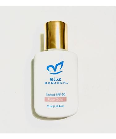 Tinted Sunscreen SPF-50 (Rose Gold) Ultra-Light Fluid Mineral Sunscreen For Face with Zinc Oxide| For All Skin Types Sensitive Skin Tested | Travel Size Sunscreen 1.1oz