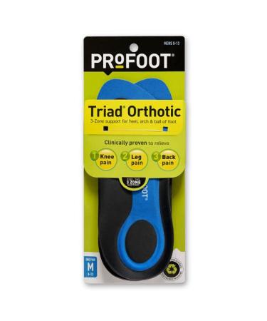 Profoot Triad Men's Orthotic Insoles Size 8-13 - Pair Pack of 4