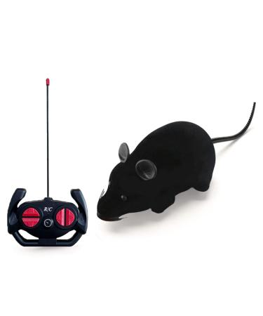 Remote Control Mouse Cat Toy HIMM Wireless Electronic RC Mouse Rat Pet Toy Running Wheel Plush Rat Chasing Prank Toy for Cats Dogs Pets Kids Novelty Gift (Black)