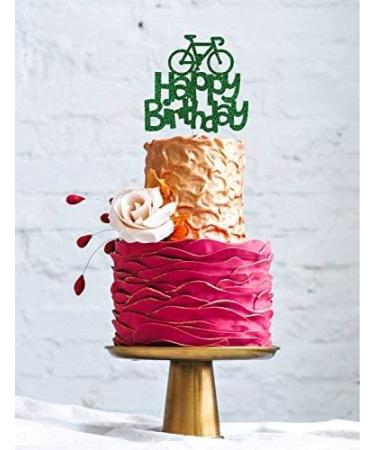 LissieLou Bicycle Style Happy Birthday Cake Topper Decoration in Green Made in the UK - Buy Online on GoSupps.com