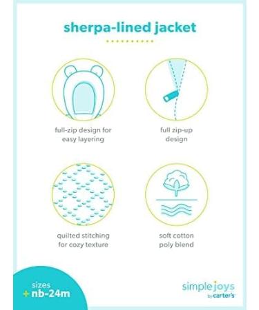Simple Joys by Carter's Baby Hooded Sweater Jacket, Sherpa Lined Fleece, 3-6 Months - Oatmeal - Buy Online on GoSupps.com