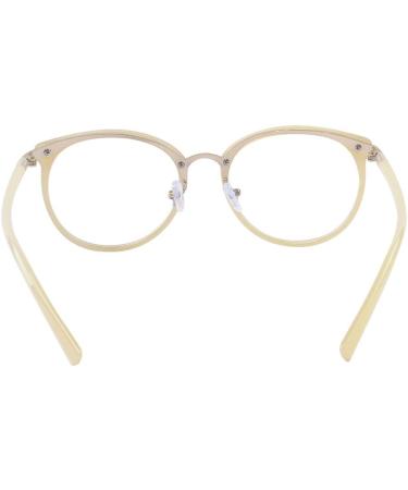 ALWAYSUV Retro Vintage Round Metal Glasses for Women & Men - Clear Lens Fashion in Beige - Buy Online on GoSupps.com