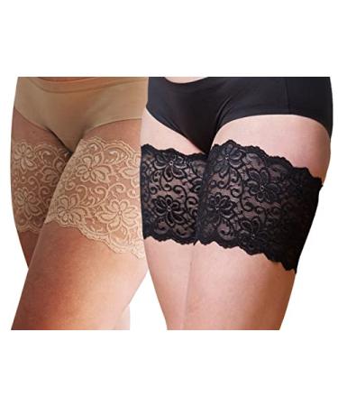 Bandelettes Original Patented Elastic Anti-Chafing Thigh Bands *Prevent Thigh Chafing* Beigeblackdolce Large