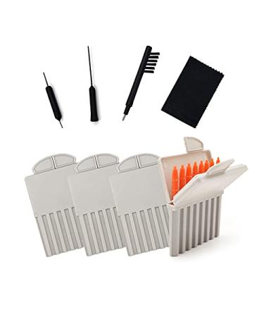 32-Pcs 1.5mm Starkey Hearing Aid Ear Wax Guard Filters Cleaning Tool Wax Guard Filters for Starkey Widex Hearing aid with Brush Clothes Long and Short Needle (4-Pack Gray case+Maintenance)