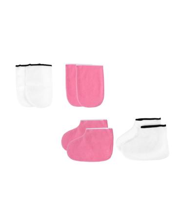 2 Sets Leather Horn Boots Practical Wax Heat Paraffin Wax Mittens Fingernail Beauty Tool Foot Paraffin Bath Mitts Paraffin Wax Mitts Glove Polyester Lining Manicure Tools Work Hand