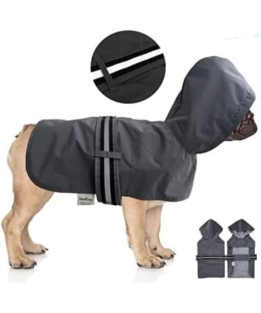 Waterproof Dog Coat with Soft Lining - Rain Jacket for Small Medium & Large Dogs (Sizes 11 to 71) - Gray - Buy Online on GoSupps.com
