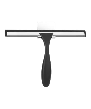 SetSail Shower Squeegee for Glass Door Stainless Steel Window Squeegee All-Purpose Heavy-Duty Bathroom Squeegee for Shower Glass Door and Tile Cleaning Non-Slip Handle 10 Inches Black
