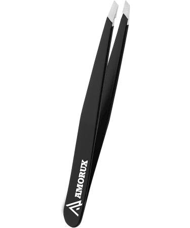 Amorux Professional Stainless Steel Tweezers for Face Hair | Black Precision Eyebrow Tweezers for Men & Women | Ideal for Ingrown Hair - Buy Online on GoSupps.com