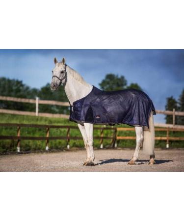 Breathable Dark Blue Horse Blanket 155cm - Elastic Neck Insect Protection & Eczema Relief | Summer Lightweight Fly Sheet - Buy Online on GoSupps.com