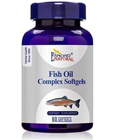 Esmond Natural: Fish Oil Complex Softgels (Supports Heart Health) GMP Natural Product Assn Certified Made in USA - 887mg 60 Softgels