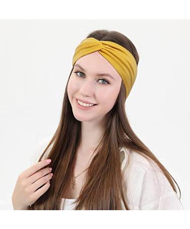 Women's Workout Yoga Twisted Headbands 6 Pack - Wide Knot Soft Hair Bands for Styling - Solid Colors - Buy Online on GoSupps.com
