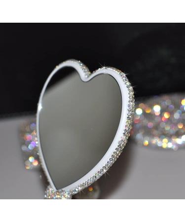 Wowagoga Sparkling Rhinestone Heart Shaped Handheld Mirror - White - Buy Online on GoSupps.com