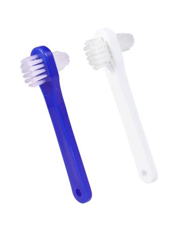 Beaupretty 4 pieces double head toothbrush prostheses cleaning brush artificial teeth artificial teeth double -sided toothbrush prosthesis brush