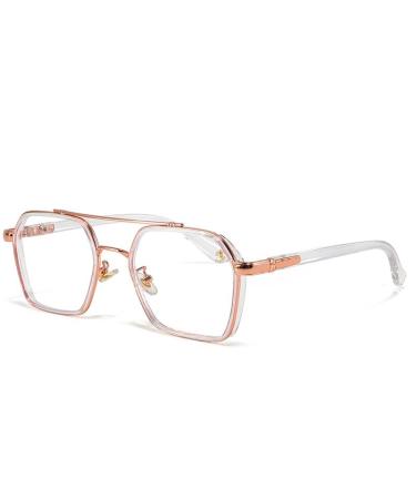 Zhuyiqz Classic Aviator anti-blue light reading glasses glare-free computer reading glasses cute flat bright mirror women/men (color: rose size: +0.00) +0.00 rose
