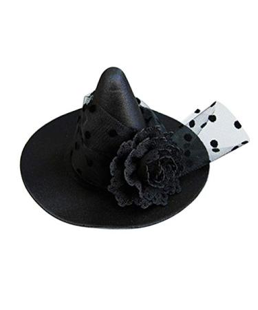 Small Witch Hat Retro Black Witch Flower Hair Clip Decorative Halloween Hair Accessories for Party (Black Flower)