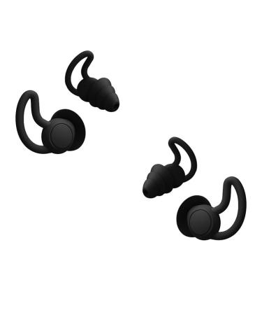 Ear Plugs for Sleeping - Reusable Hearing Protection in Flexible Silicone for Sleep Noise Sensitivity Sleep Snore Travel Sound Reduction Noise Cancelling(2 Pairs-A) Black-c