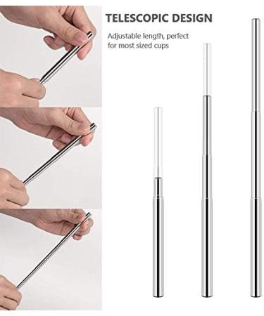 Collapsible Reusable Drinking Straw by Milgar - "Save the Turtles" Portable/Foldable Food Grade Stainless Steel Carabiner/Key Chain with Aluminum Case Adjustable Length Cleaning Brush - Black Color - Buy Online on GoSupps.com