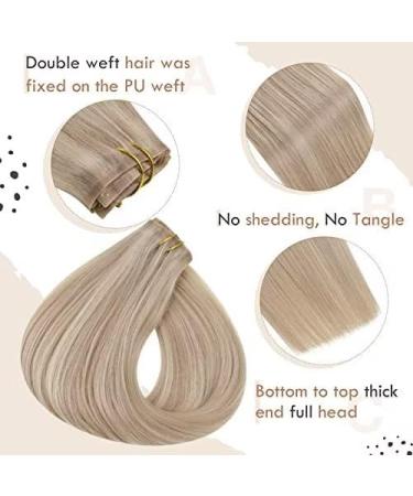 Vivien Clip In Extensions | Real Hair Blonde & Ash Blonde | 22 Inch 140g | #18/613 | Premium Quality Clip-In Hair Extensions - Buy Online on GoSupps.com