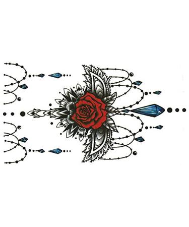 Large Mandala Chest & Waist Temporary Tattoo Sticker Set for Women - 8 Sheets - Buy Online on GoSupps.com