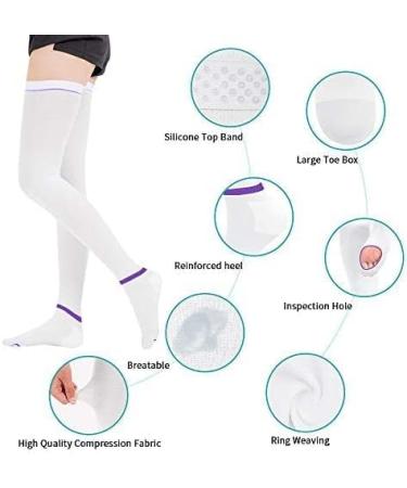 Thigh-High Compression Stockings - Breathable Hose for Varicose Veins & Edema Relief (XL) | Prevent Leg Swelling - Buy Online on GoSupps.com