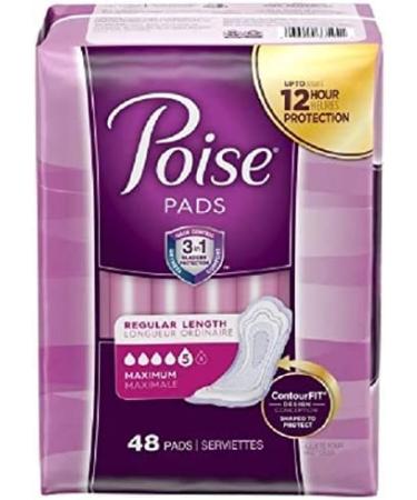 Poise Maximum Absorbent Female Bladder Control Pads Disposable White Regular 12.4" PK/48 - Buy Online on GoSupps.com