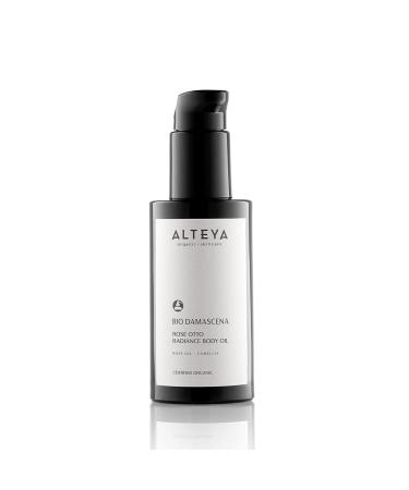 Alteya Organics Bio Damascena Rose Otto Radiance Body Oil - Certified Organic Body Moisturizer With Rose and Camellia Oil - Winner of Delicious Living Magazine Gold Award - 3.4Fl Oz/100mL