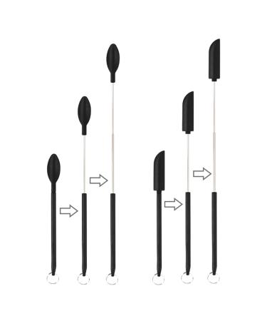 Veki Mini Retractable Makeup Scraper Tool Last Drop Spatula 2 Kinds of Bottle Scrapers Silicone Scraper Suitable for Beauty Lotion Cosmetic and Kitchen Jar Long Spatula(2pcs) (Black)