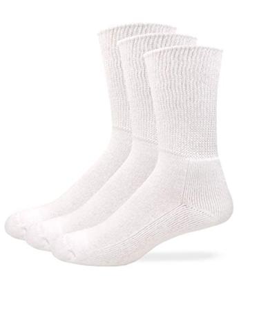 Carolina Ultimate Non Binding Half Cushion Diabetic Crew Socks 3 Pair Pack White Medium - Buy Online on GoSupps.com
