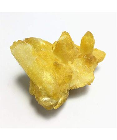 Natural Crystal Rough 130g Aura Crystal Cluster Yellow Angel Aura Titanium Quartz Crystal Specimen Minerals Reiki