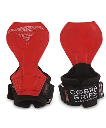 2018 Cobra Grips Flex Model Weight Lifting Gloves Heavy Duty Straps Alternative Power Lifting Hooks for Deadlifts with Padded Wrist Wrap Support Bodybuilding Medium Red Rubber