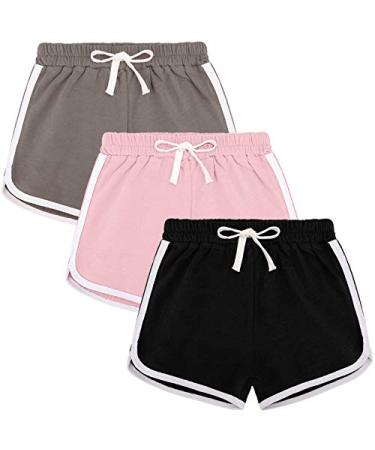 Auranso Toddler Boys Girls Active Running Shorts 3 Pack Kids Cotton Beach Sports Casual Short Pants 4-5T 3 Pack D