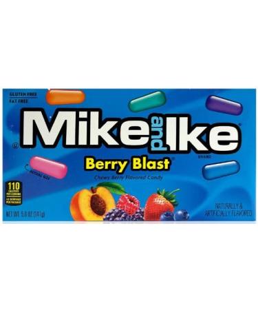 Mike and Ike Berry Blast Theatre Box - 141g - 5 Berry Flavors: Wild Berry Blue Raspberry Strawberry Blueberry Peach Berry - Bursting with Fruity Delights!