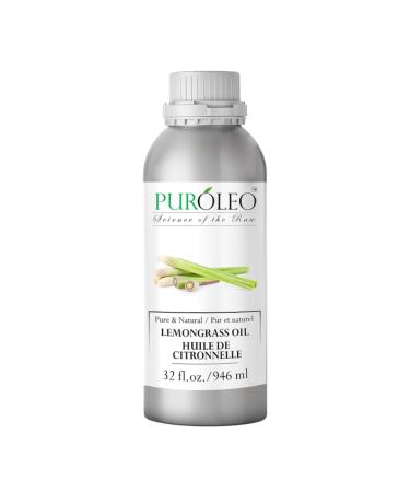 PUROLEO Lemongrass Essential Oil 32 Fl Oz/946 ML (Packed in Canada) for Aromatherapy and Skin Care - 100% Pure Lemongrass Oil for Diffuser Massage and DIY Recipes 32 Fl Oz (Pack of 1)