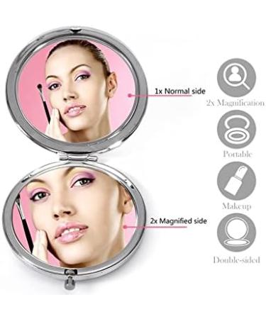 Sheng Handmade Diamond Folding Travel Compact Mirror | Rhinestone Makeup Mirror 1X/2X Magnification | Portable Pumpkin Car Design - Buy Online on GoSupps.com