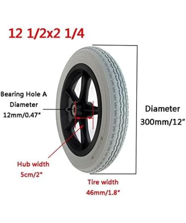 12 1/2x2 1/4 Wheelchair Parts Rear Wheel Elderly Disabled Manual Wheelchair Wheel Replacement Wheel Grey PU Solid Wheel (1 Pair) - Buy Online on GoSupps.com