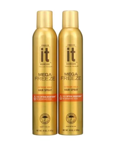 F ' IT Mega Freeze Hair Spray for Ultimate Extreme Hold & Long-Lasting Style Humidity-Resistant Fast-Drying 10 Oz (Pack of 2)