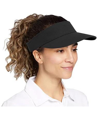 Unisex Summer Outdoor Golf Visors, Adjustable Beach Hat Classic Solid Sun Visor for Women Men 22-23 inches Medium Black 1pcs