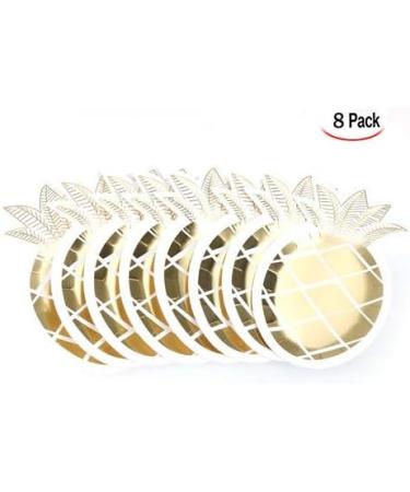 LHKJ 8 Pcs Gold Foil Pineapple Party Plates Disposable Tableware Set Paper Plates for Hawaiian Luau Party Supplies Pineapple Paper Plates for Birthday Wedding Party - Buy Online on GoSupps.com