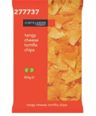 Chef's Larder Tangy Cheese Tortilla Chips 454g X 6 Delicious Tasty And Twisty Treat Share With Family And Friends