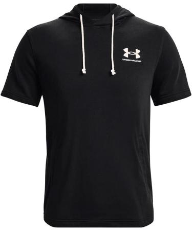 Under Armour Men's Rival Terry Short-Sleeve Hoodie - Black/Onyx White, X-Large - Buy Online on GoSupps.com