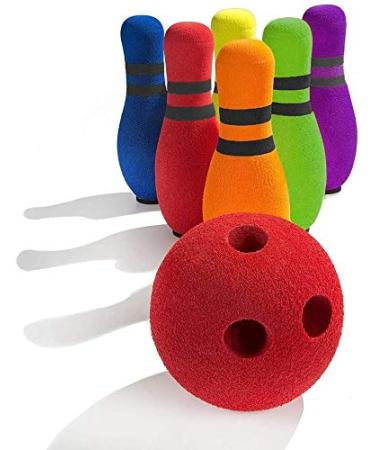 FOREVIVE Kids Bowling Set Indoor Outdoor Children's Bowling Set Bowling Games Kids Toys Age 3, 4, 5 Years Old Boys and Girls (6 Pins and 1 Ball)