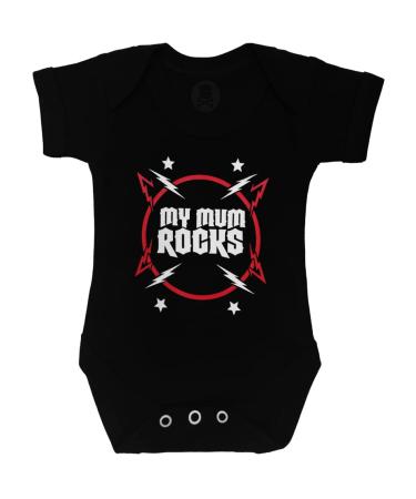 Baby Moo's My Mum Rocks Baby Grow | Unisex Cute Music Bodysuit Vest - Alternative Rock n Roll Music New Baby & Parents Gifts UK 0-3 Months