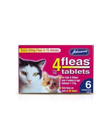 Johnsons 4 Fleas Tablets for Cats & Kittens x 6 Tablets 50g - Bulk Deal of 6x