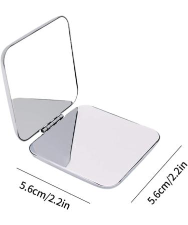 Folding Makeup Mirror Portable Stainless Steel Cosmetic Mirror Double Sided Pocket Mirror Square. - Buy Online on GoSupps.com