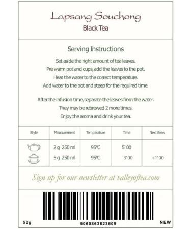 Lapsang Souchong Tarry Black Tea - Lap Sang Smokey Tea From Wuyi Mountains - Lightly Smoked 50g Lapsang Souchong 50 g - Buy Online on GoSupps.com