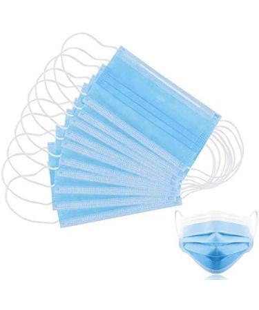 BigBig Home 100 Pieces Soft Disposable Face Masks - 3-Layer Dustproof Protective Masks with Ear Loops - Blue - Buy Online on GoSupps.com